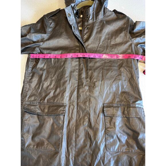 GARNET HILL Coated Linen Brown Taupe Trench Coat Women's 6 Small - Picture 6 of 7